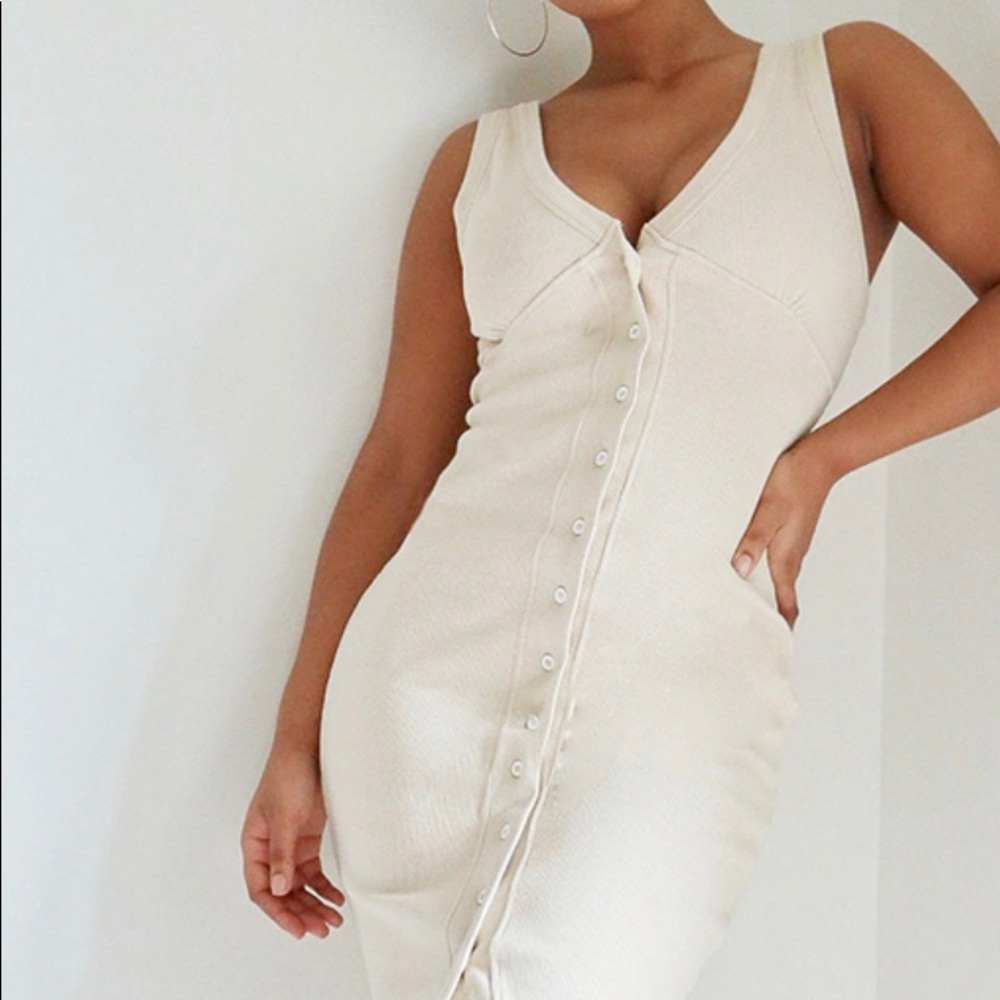 PrettyLittleThing Cream Midi Dress